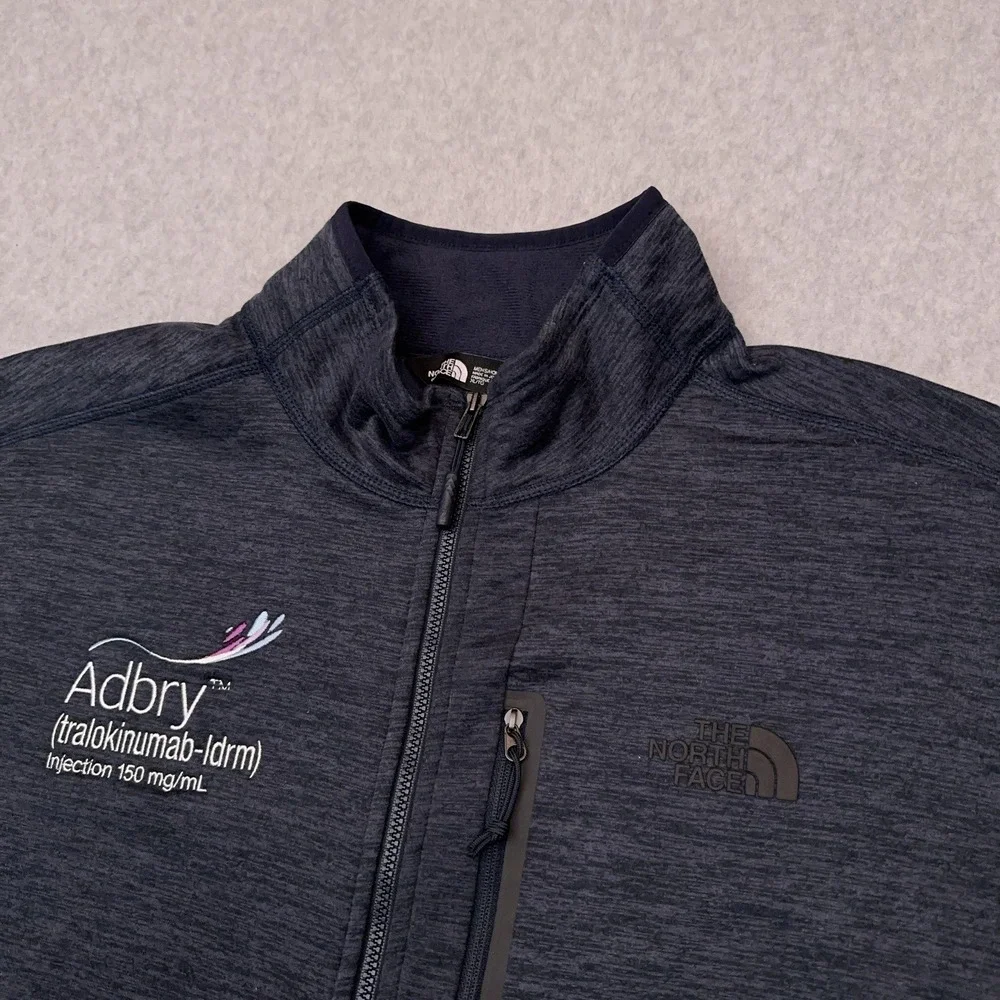 The North Face Skyline 1/2 Zip‎ Fleece Men's XL Blue Mock Neck Embroidered Adbry